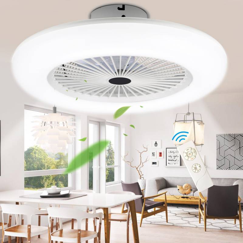Deckenventilator 80w LED mit Fernbedienung Licht Deckenlampe Fernbedienung Timer Dimmbar Smart-LED-Deckenleuchte