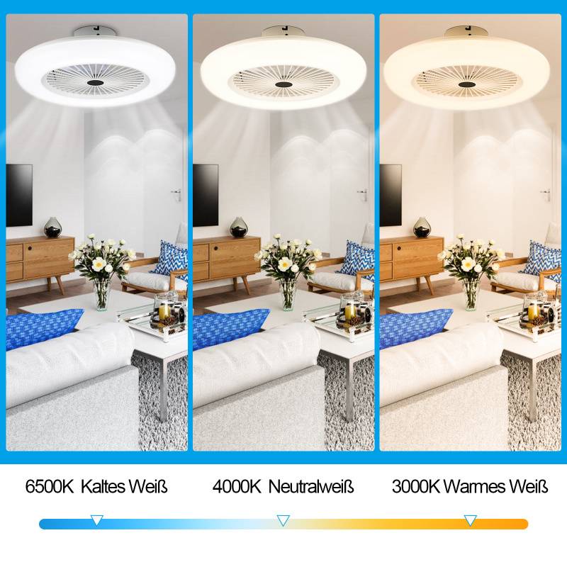 Deckenventilator 80w LED mit Fernbedienung Licht Deckenlampe Fernbedienung Timer Dimmbar Smart-LED-Deckenleuchte