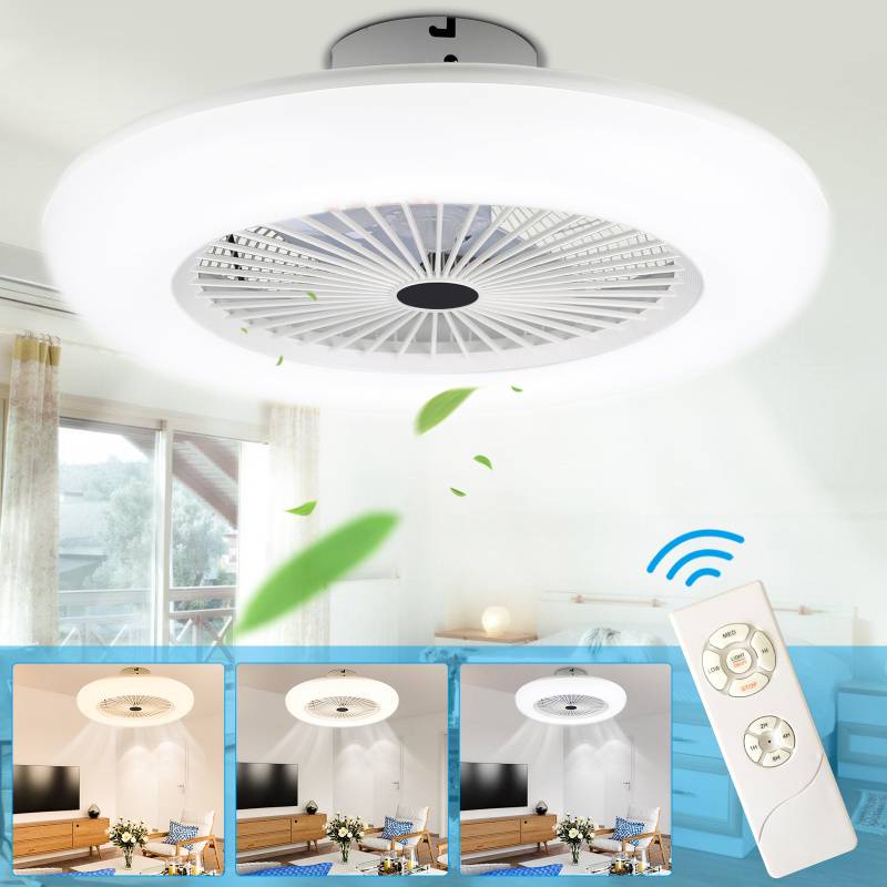 Deckenventilator 80w Deckenlampe Fernbedienung Timer Dimmbar LED Fan Modern