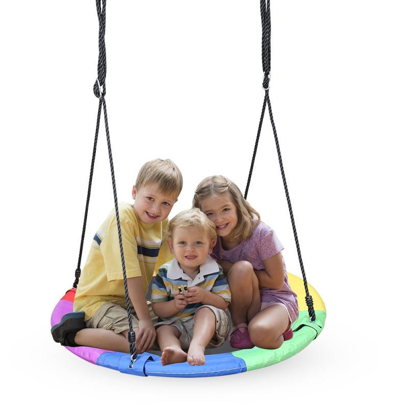 Nestschaukel Tellerschaukel Kinder Mehrkindschaukel Rundschaukel Gartenschaukel Baumschaukel bunt Kinder/Erwachsene Ø100cm