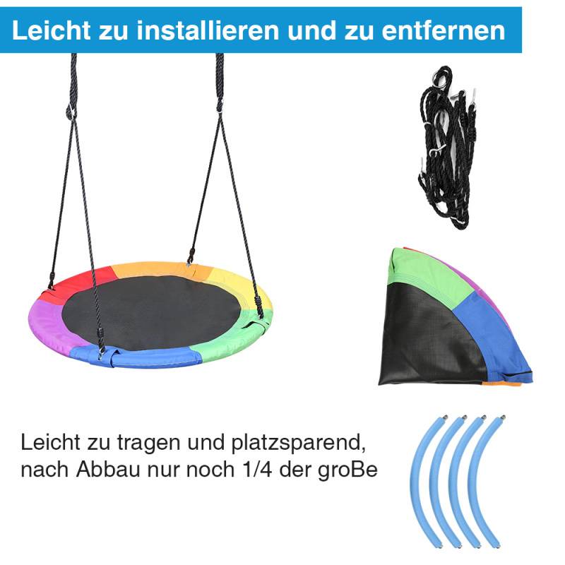 Nestschaukel Tellerschaukel Kinder Mehrkindschaukel Rundschaukel Gartenschaukel Baumschaukel bunt Kinder/Erwachsene Ø100cm