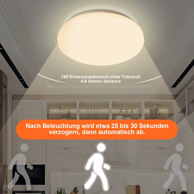 12W LED Deckenleuchte mit Bewegungsmelder Kinderzimmer Deckenbeleuchtung Sensor