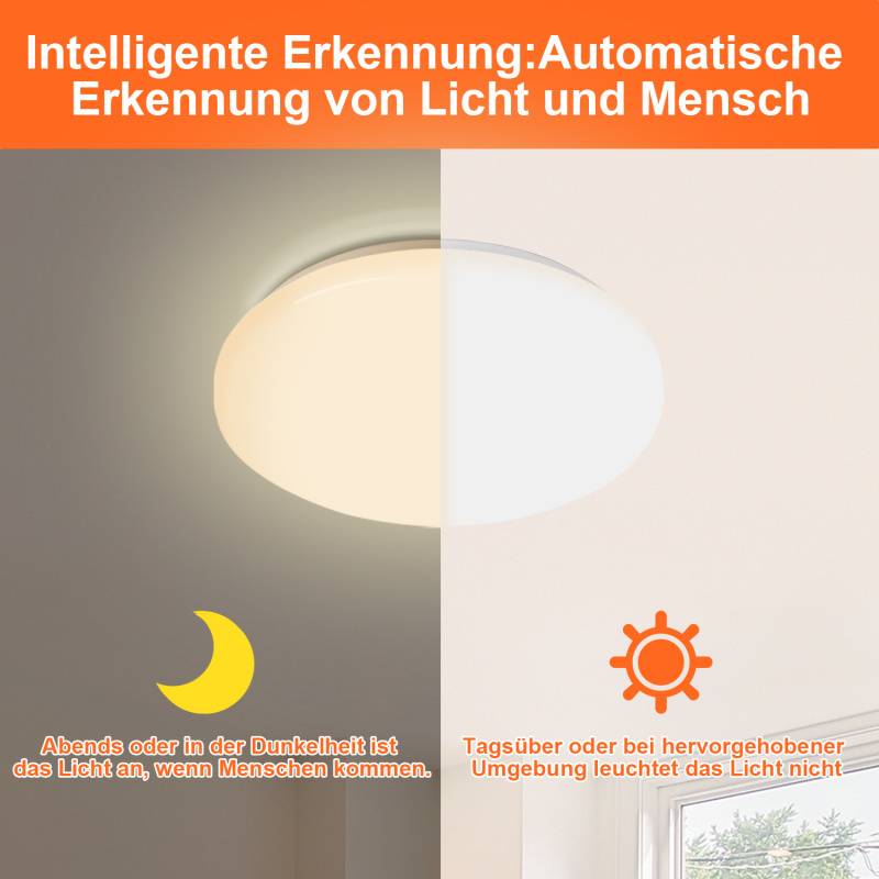 12W LED Deckenleuchte mit Bewegungsmelder Sensor Energiespar Küche Deckenlampe