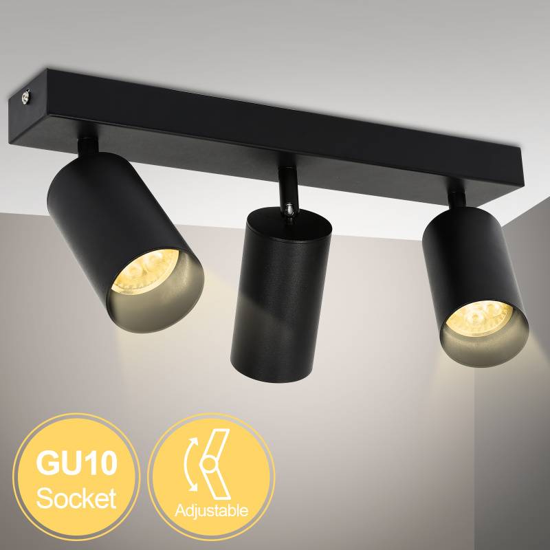 Deckenstrahler LED schwenkbar Deckenleuchte Wandleuchte für Wohnzimmer, Küche, Esszimmer Einzelkopfstrahler 3x GU10 Fassung