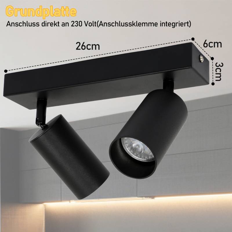 Deckenstrahler LED wechselbar, Warmweiß Doppelkopfstrahler schwenkbar Deckenleuchte Wandleuchte für Wohnzimmer, Küche, Esszimmer Einzelkopfstrahler