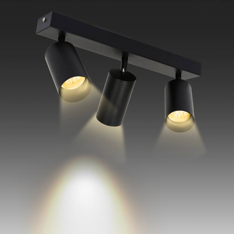 Deckenstrahler LED wechselbar, Warmweiß Doppelkopfstrahler schwenkbar Deckenleuchte Wandleuchte für Wohnzimmer, Küche, Esszimmer Einzelkopfstrahler