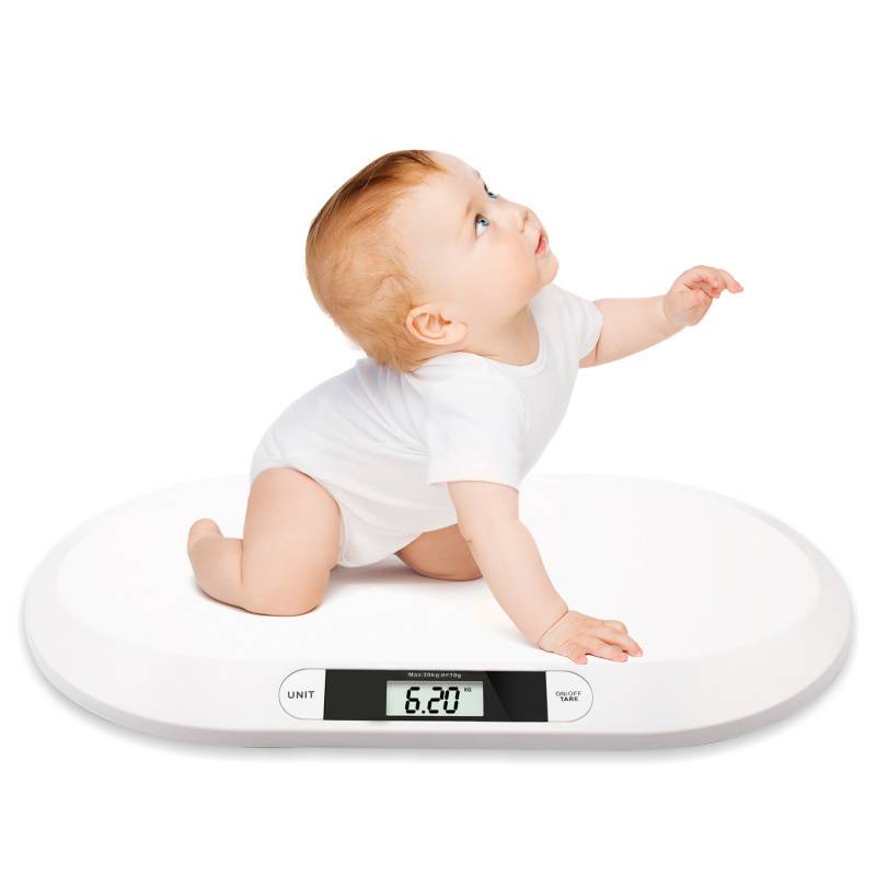 Babywaage Säuglingswaage multfunktionale Digital Kinderwaage Tragkraft, Stillwaage Tierwagge LED-Anzeige gebogene Oberfläche, Tara-und Haltefunktion