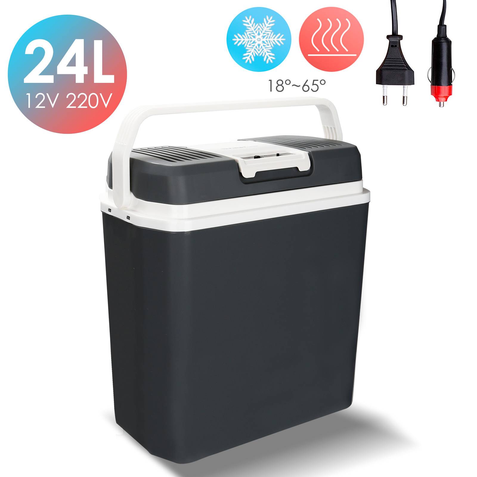 Kühlbox Elektrisch Mini-Kühlschrank 12/230V Auto Camping Elektrische Kühlboxen kühlt wärmt ECO-Modus Kühltasche Isoliertasche 24L