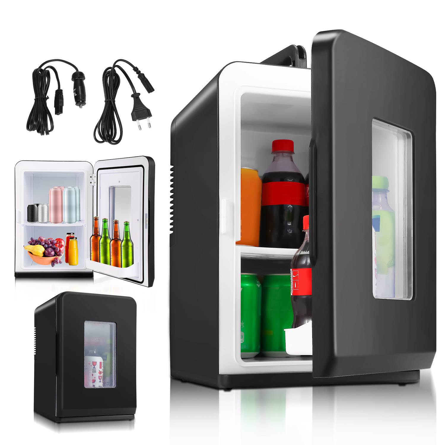 15L Mini Kühlschrank 2in1 Kühlbox Kühl und Heizfunktion Tragbarer AC DC 230V/12V Steckdose und Zigarettenanzünder Auto Camping