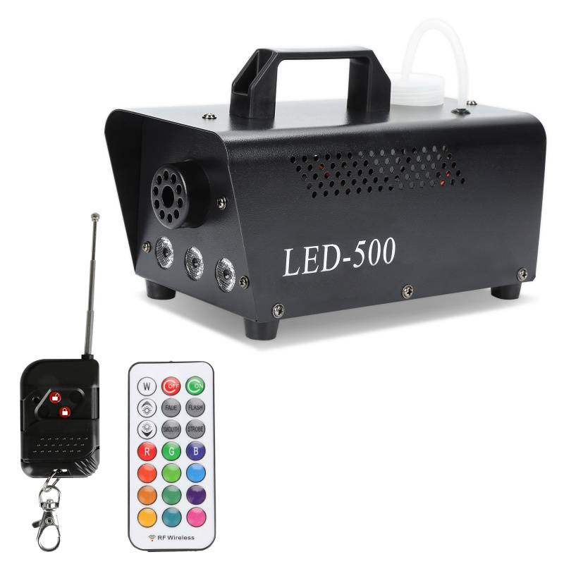Nebelmaschine LED RGB Rauchmaschine Nebeleffekt für Bühne/Weihnachten/Event mit 2 Fernbedienung 500W