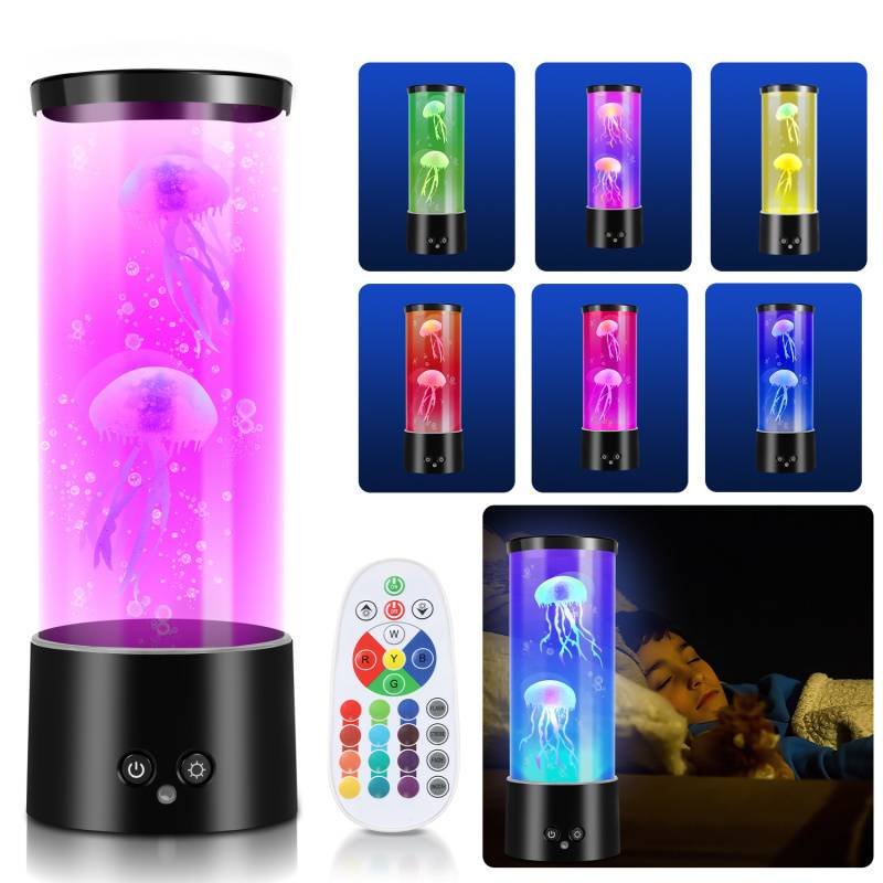 LED Quallen Lavalampe Mit Fernsteuerung Lava Lampe Nachtlicht Jellyfish RGB
