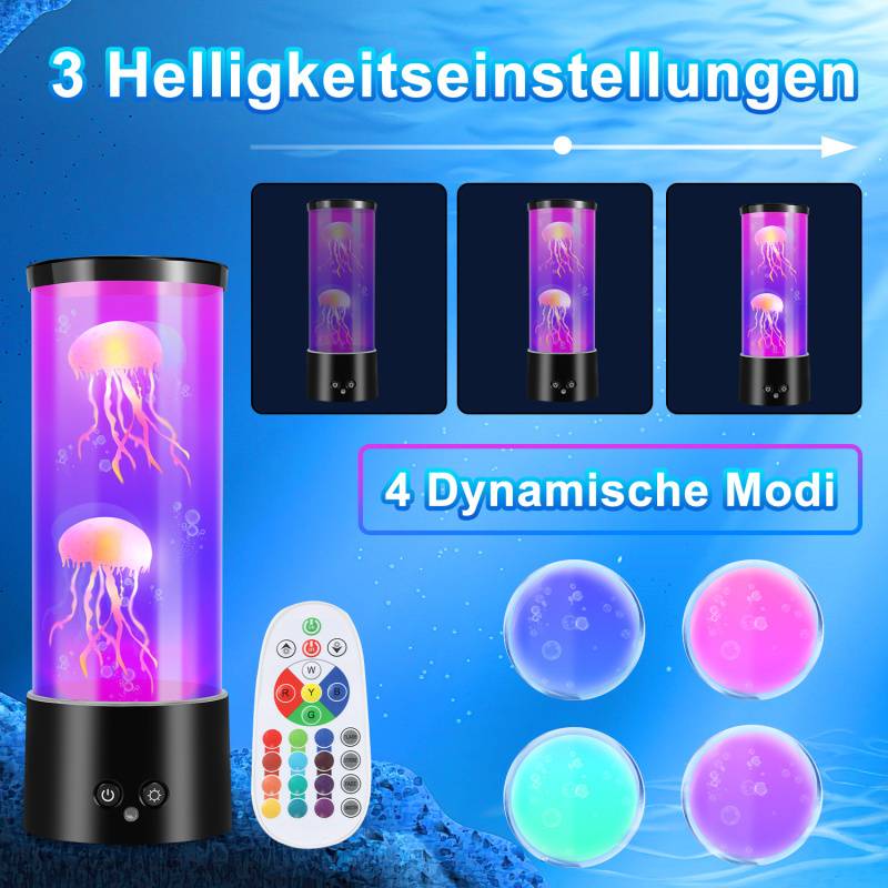 LED Quallen Lavalampe Mit Fernsteuerung Lava Lampe Nachtlicht Jellyfish RGB