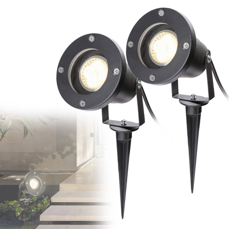 2X LED Gartenstrahler mit Erdspieß Gartenleuchte Gartenbeleuchtung Wasserdicht IP65 4W Warmweiß