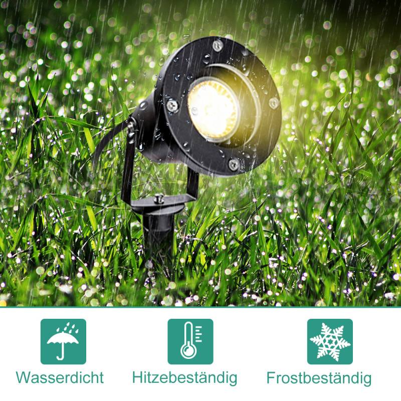 2X LED Gartenstrahler mit Erdspieß Gartenleuchte Gartenbeleuchtung Wasserdicht IP65 4W Warmweiß