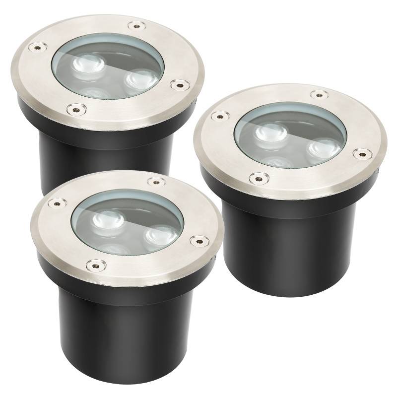 3x 3W Bodenleuchte IP67 LED Leuchte Bodeneinbaustrahler Bodenstrahler Boden Warmweiß
