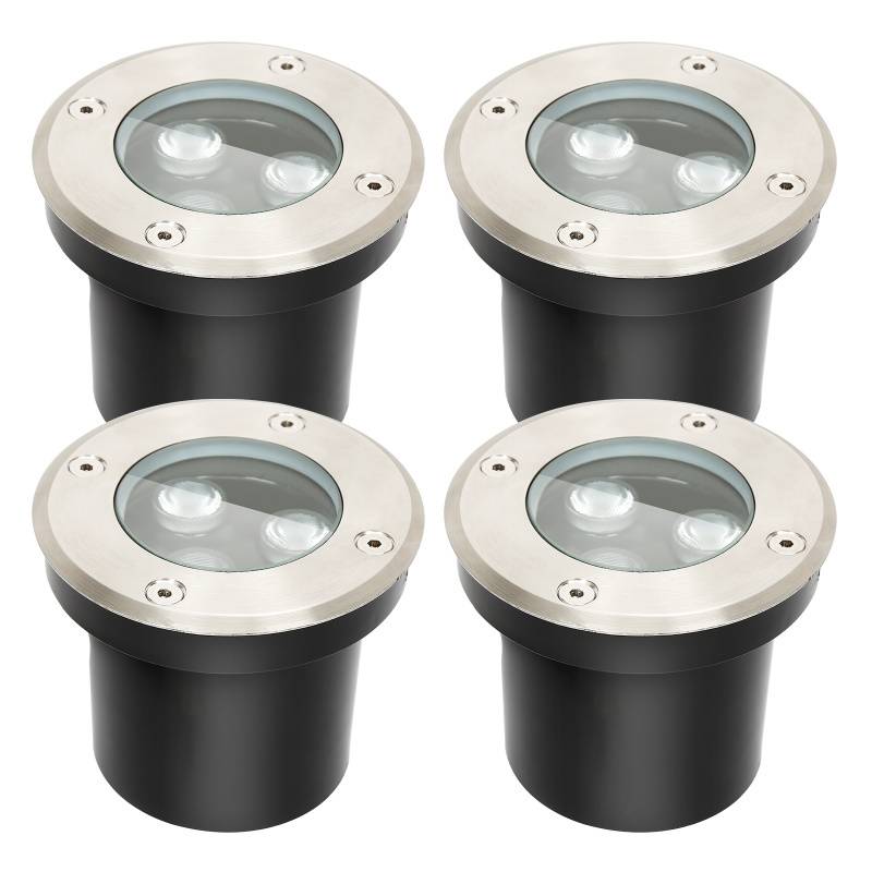 4x 3W Bodenleuchte IP67 LED Leuchte Bodeneinbaustrahler Bodenstrahler Boden Warmweiß