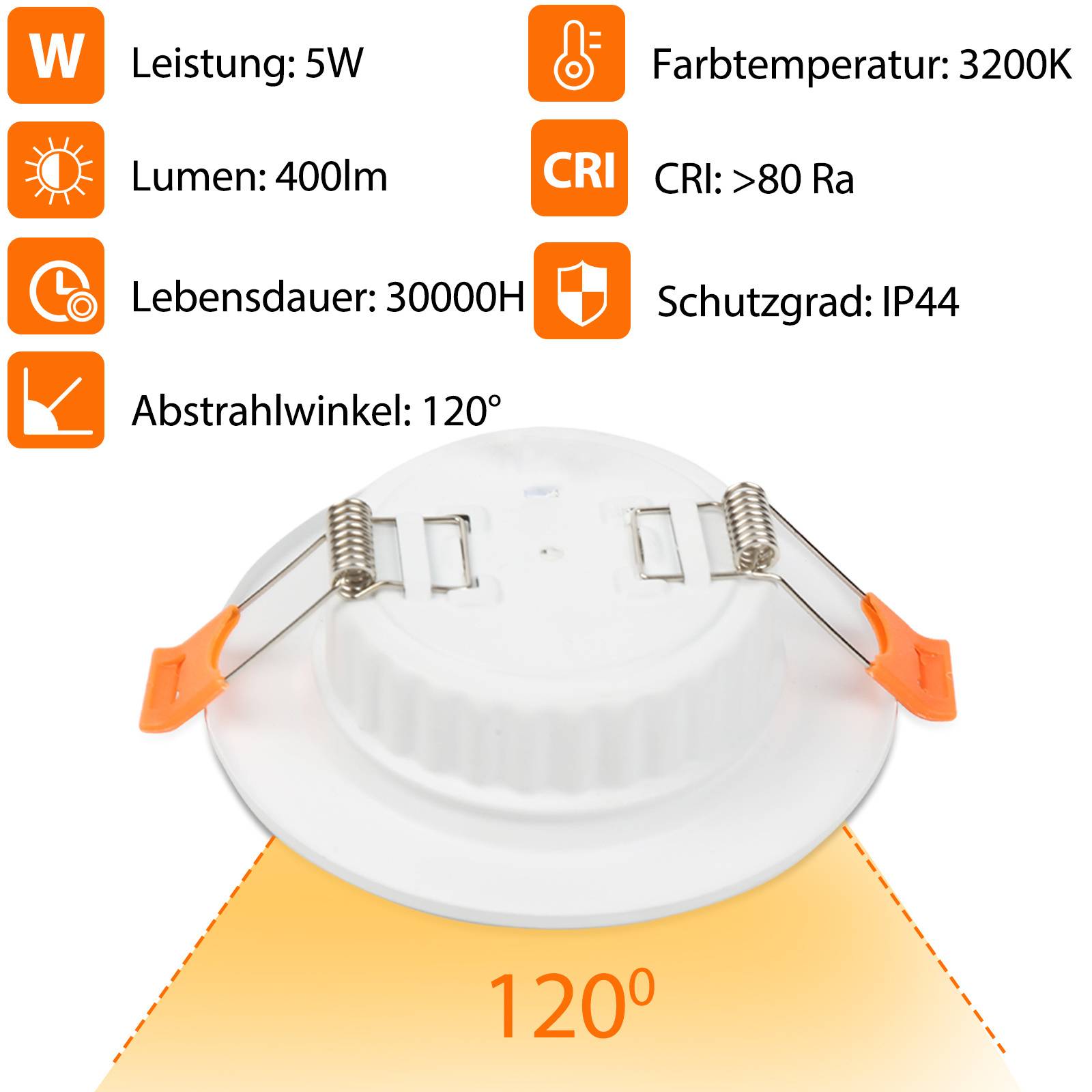 20er LED Einbaustrahler Deckeneinbauleuchte Set Einbauleuchte Deckenleuchte Einbauspot Deckenspot 400LM Warmweiß 5W 3200k