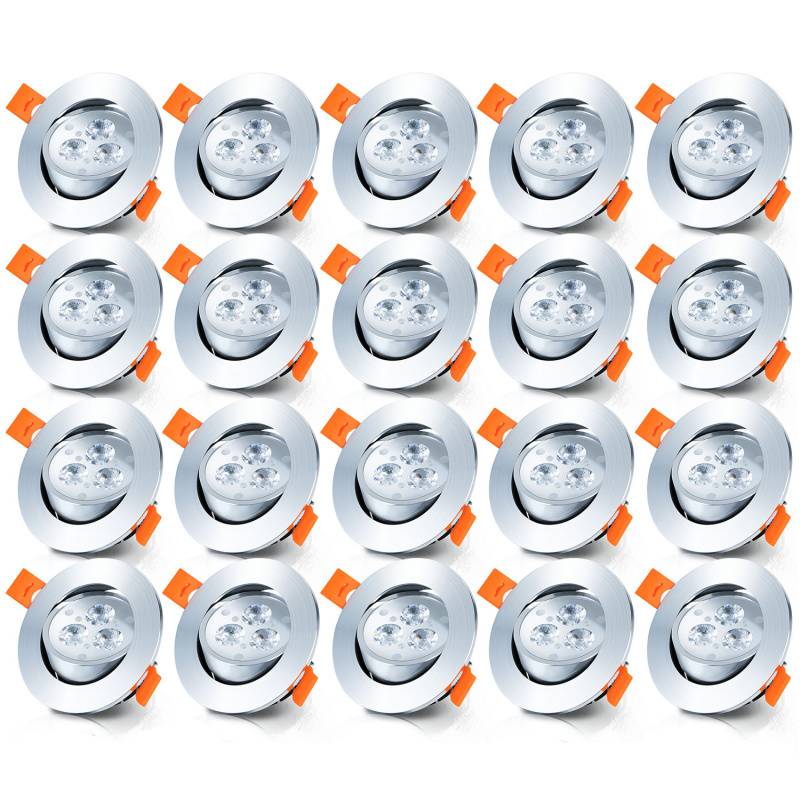20er LED Einbaustrahler Deckeneinbauleuchte Set Einbauleuchte Deckenleuchte Einbauspot Deckenspot 245LM Strahler Kaltweiß 3W