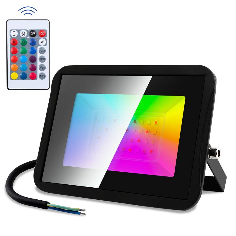 1X30W RGB LED Strahler mit Fernbedienung RGB Strahler Außenstrahler Flutlichtstrahler