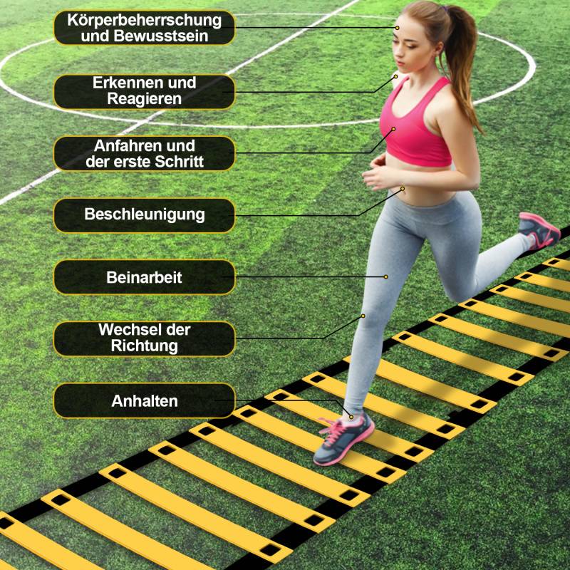 Koordinationsleiter Agility-Leiter Speed-Agility-Trainingsset Beweglichkeitstrainingsset Fitnessleiter Fußball Trainingszubehör Koordinationsleiter