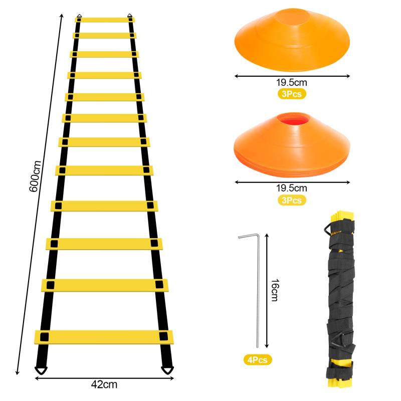 Koordinationsleiter Agility-Leiter Speed-Agility-Trainingsset Beweglichkeitstrainingsset Fitnessleiter Fußball Trainingszubehör Koordinationsleiter