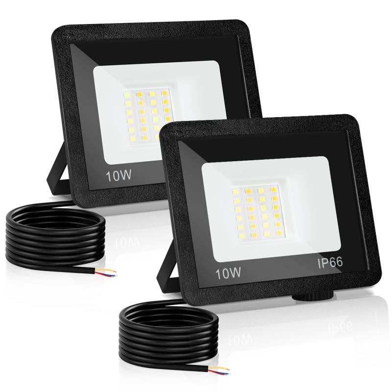 LED Fluter LED Baustrahler 2X 10W 3 Farbe 3000/4000/6500K Floodlight mit IP66 Wasserdicht