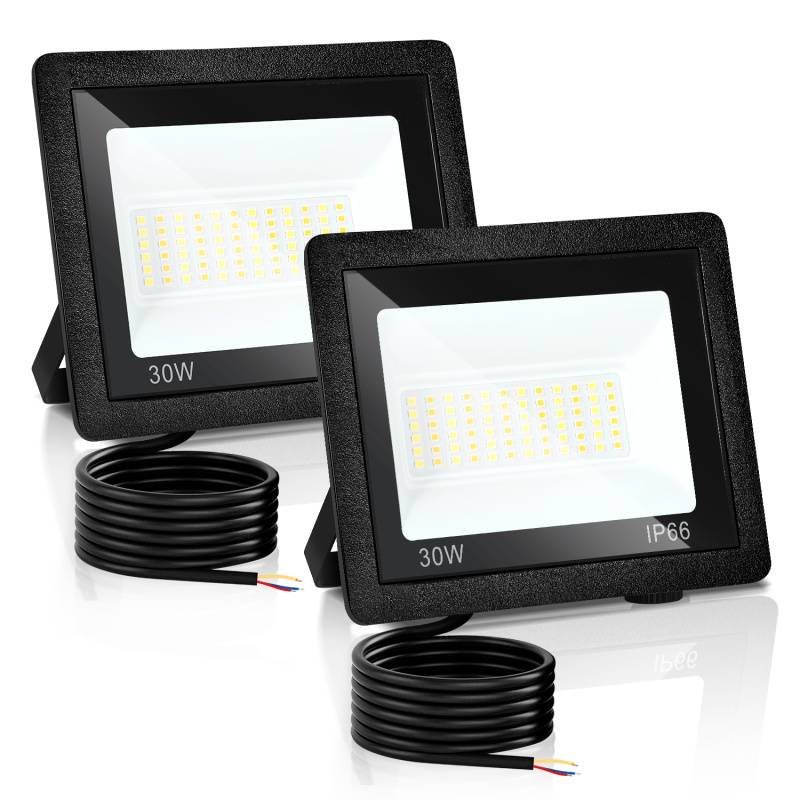 LED Fluter LED Baustrahler 2X 30W 3 Farbe 3000/4000/6500K Floodlight mit IP66 Wasserdicht