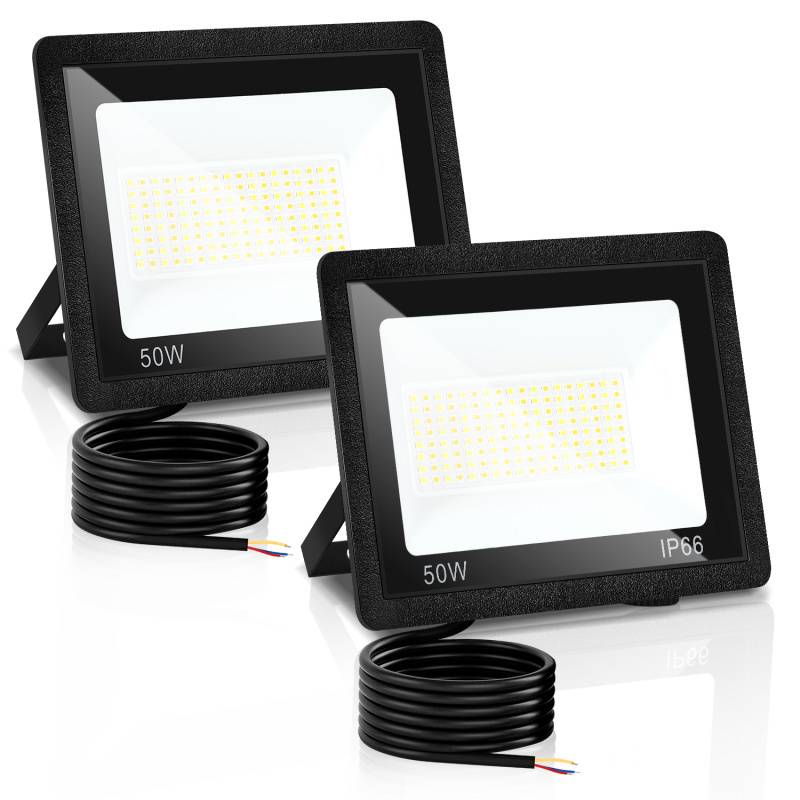 LED Fluter LED Baustrahler 2X 50W 3 Farbe 3000/4000/6500K Floodlight mit IP66 Wasserdicht