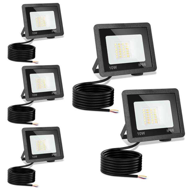 LED Baustrahler 5X 10W 3000/4000/6502K FLED Fluter Floodlight Außen Strahler Scheinwerfer