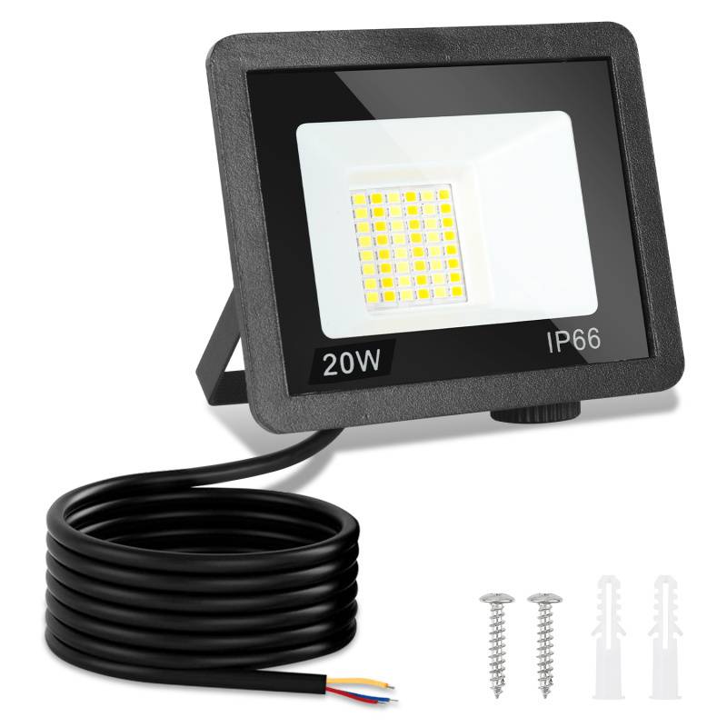 LED Fluter LED Strahler LED Baustrahler 1X 20W 3 Farbe 3000/4000/6500K Floodlight mit IP66 Wasserdicht