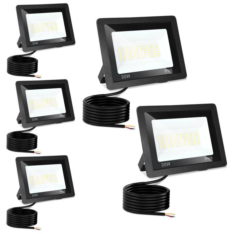 LED Baustrahler 5X 30W 3000/4000/6509K FLED Fluter Floodlight Außen Strahler Scheinwerfer