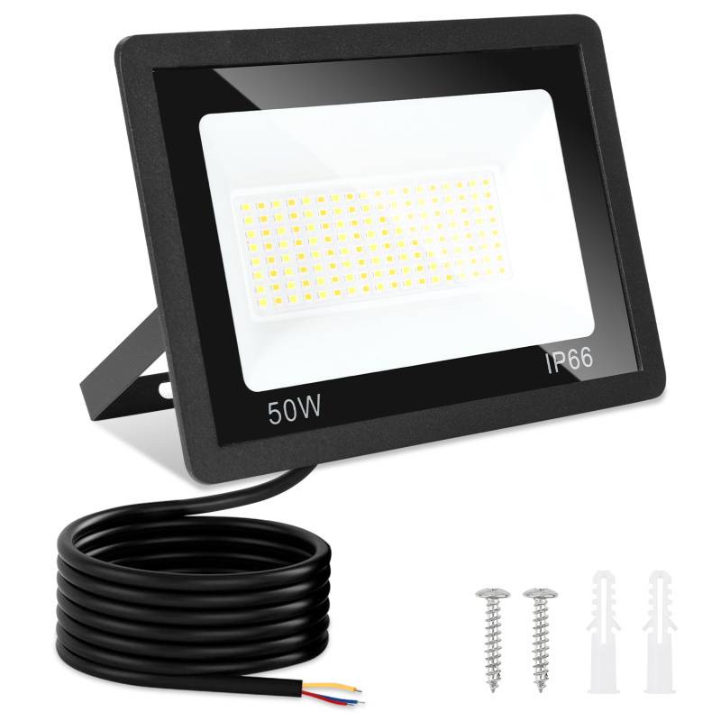 LED Fluter LED Strahler LED Baustrahler 1X 50W 3 Farbe 3000/4000/6500K Floodlight mit IP66 Wasserdicht