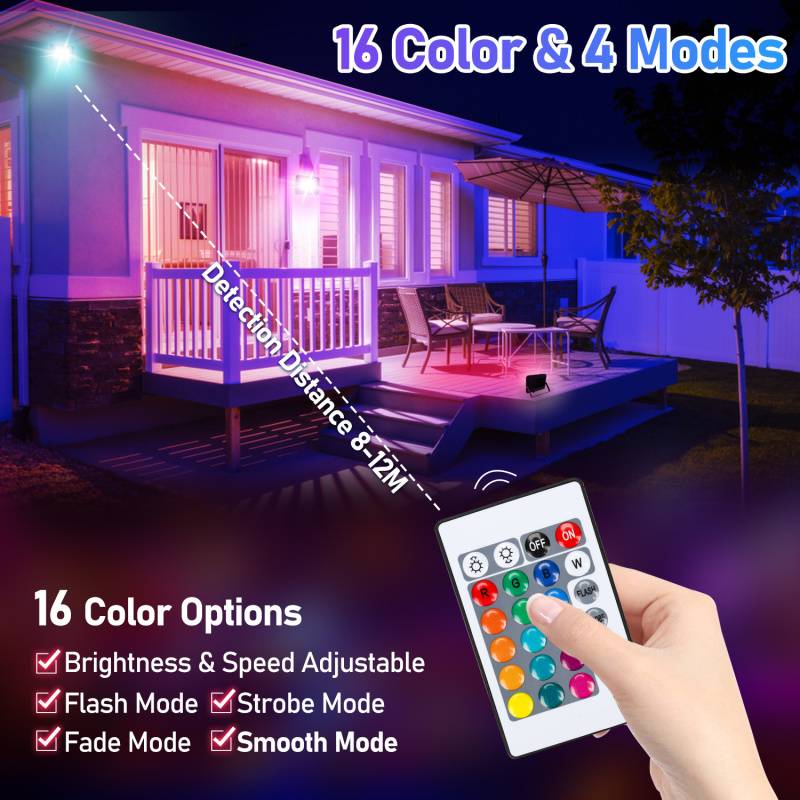 RGB LED Strahler 50W RGB fluter RGB LED Außenstrahler Außenstrahler mit Fernbedienung IP66 Wasserdicht für Garten 4 Stück