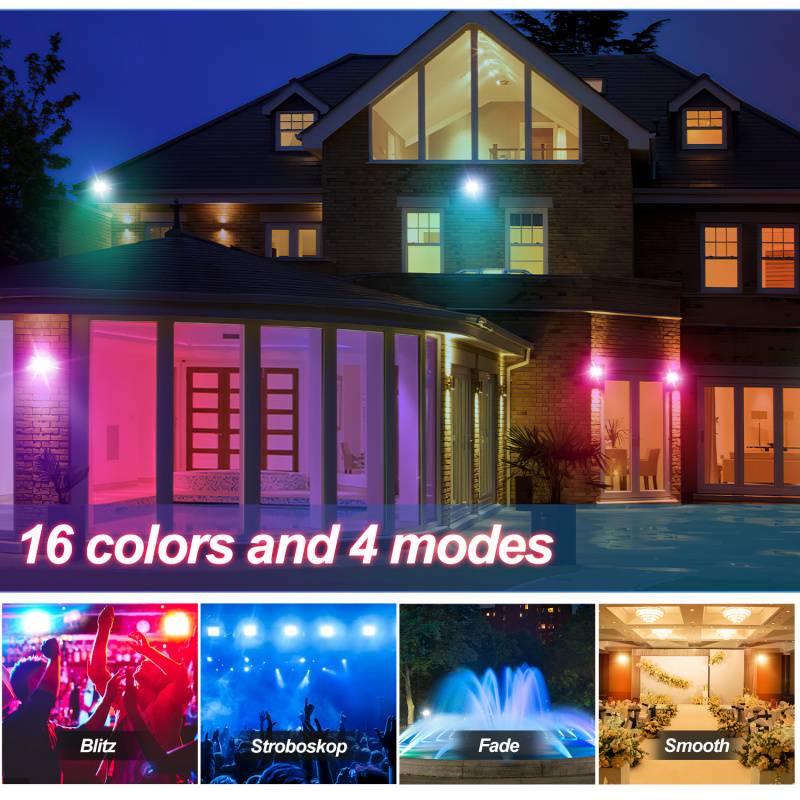 RGB LED Strahler 30W RGB fluter RGB LED Außenstrahler Außenstrahler mit Fernbedienung IP66 Wasserdicht für Garten 2 Stück