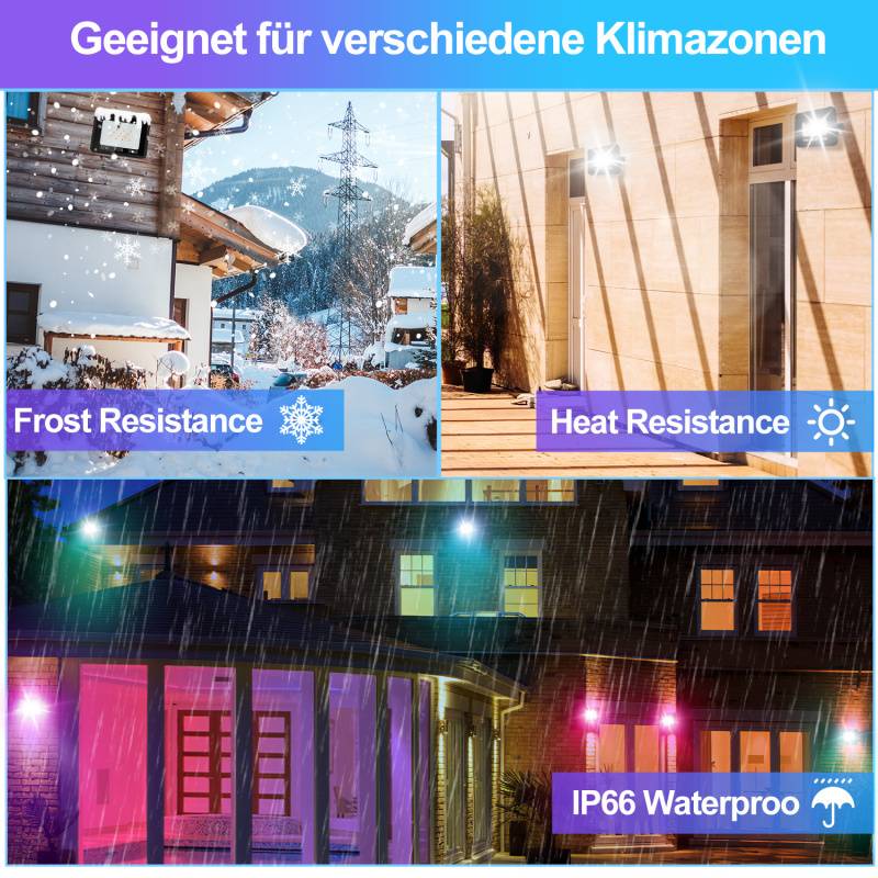 20W LED-Strahler RGB Außenstrahler mit Fernbedienung RGB LED Strahler LED Scheinwerfer RGB 2 Stück