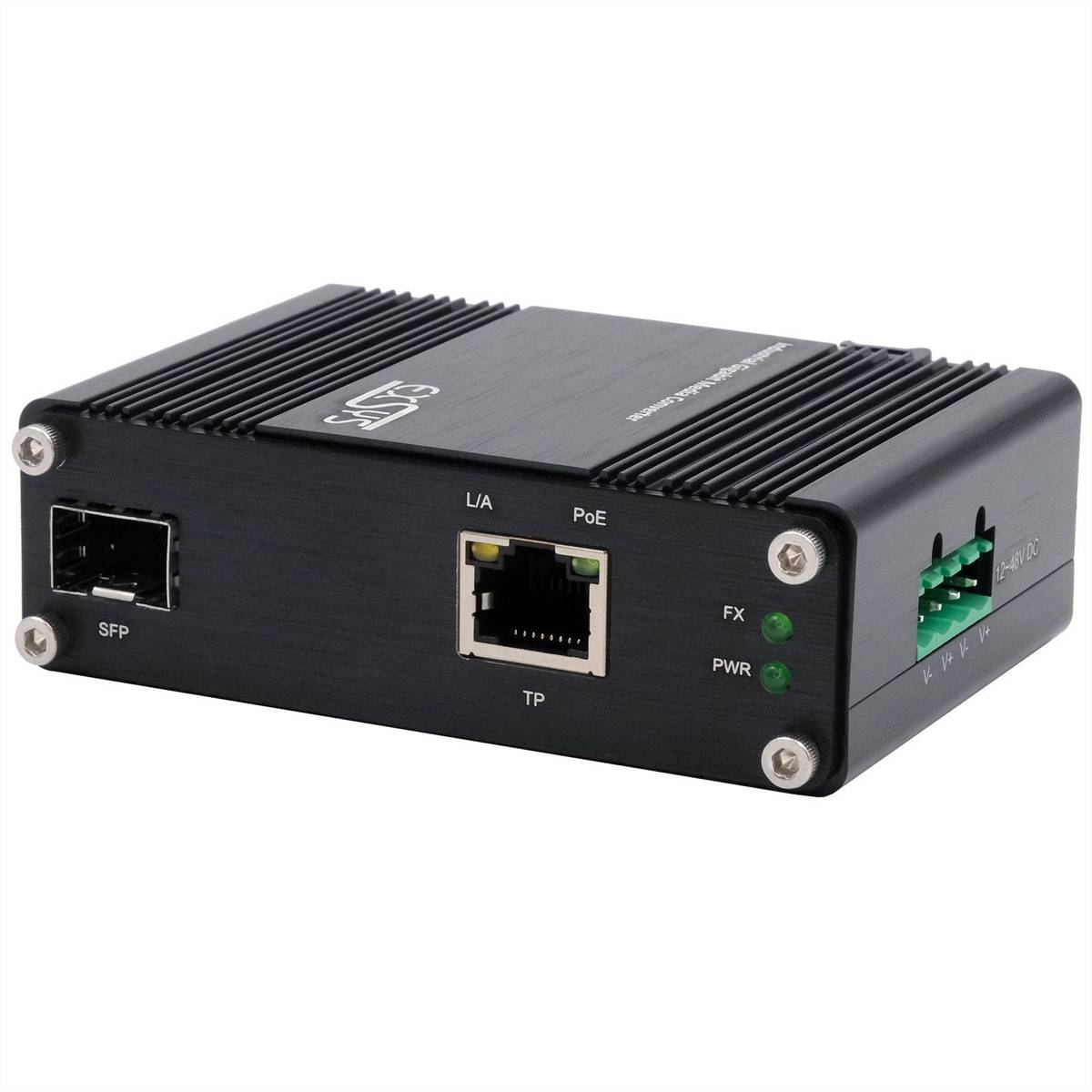 EXSYS EX-60340 PoE+ Industrial Media Konverter 60W, SFP Netzwerkkomponenten Medienkonverter