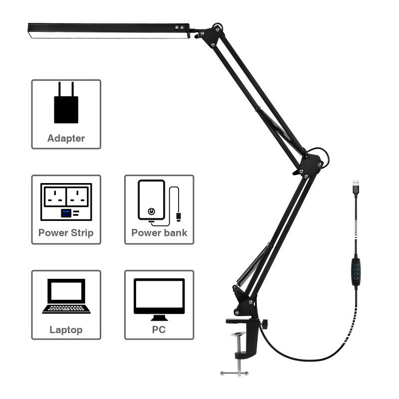 LED Schreibtischlampe Tischlampe dimmbar Leselampe flexibel Buerolampe 10W