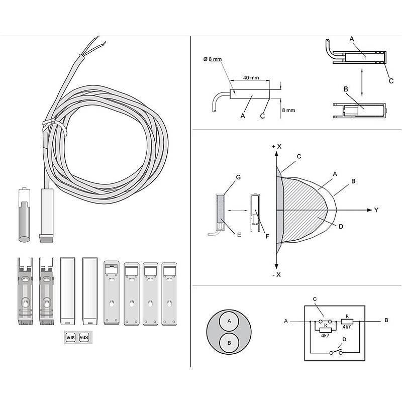 Aritech DC148S60 VdSC Magnetkontakt weiß 6m Aufbau, VdS-C Magnetkontakt (weiß, Aufbau)für Hochsicherheit, Industrie etc