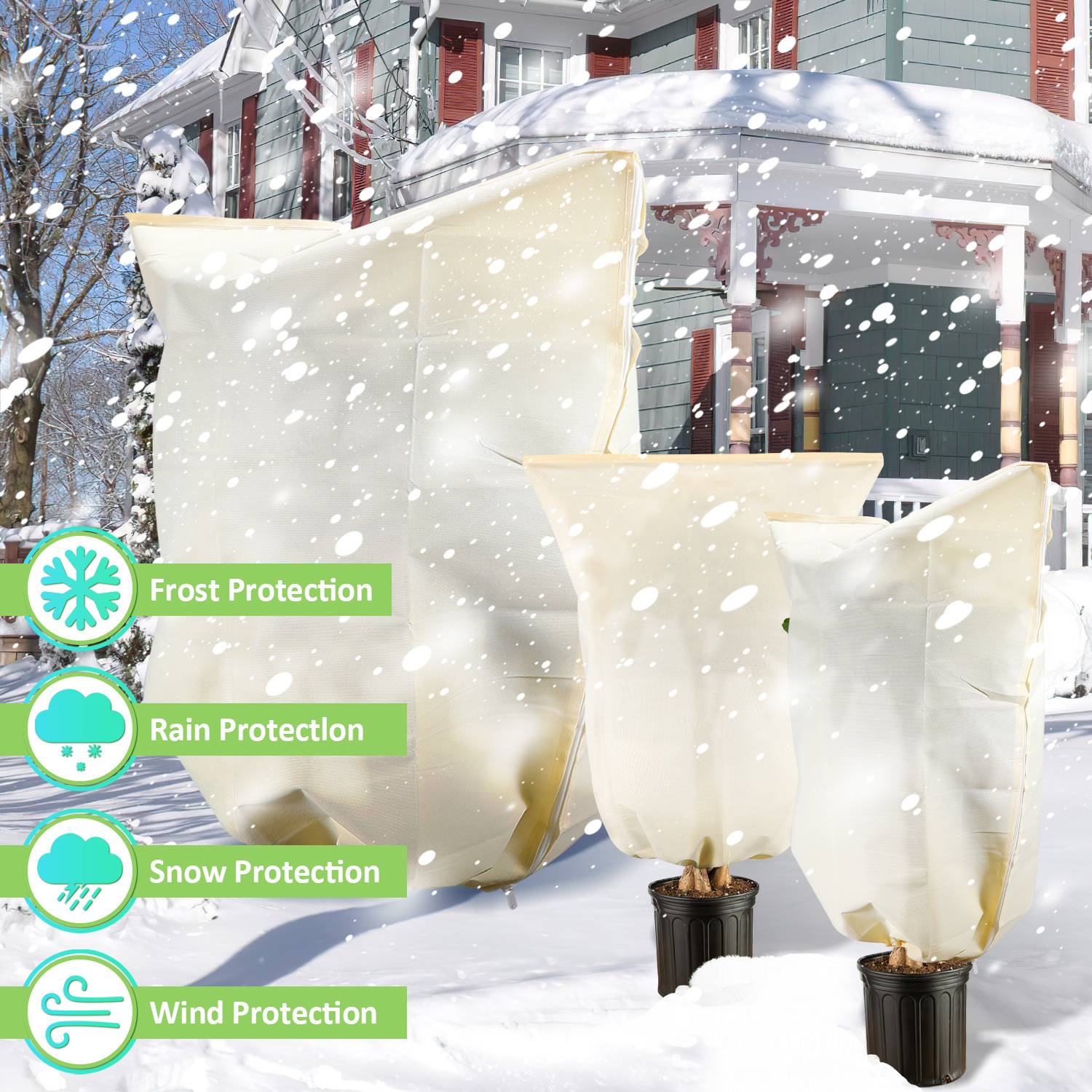 2x Winterschutz 80x100cm für Kübelpflanzen Palmen Frostschutz Winterschutz Pflanzen Gartenvlies 100g/m²