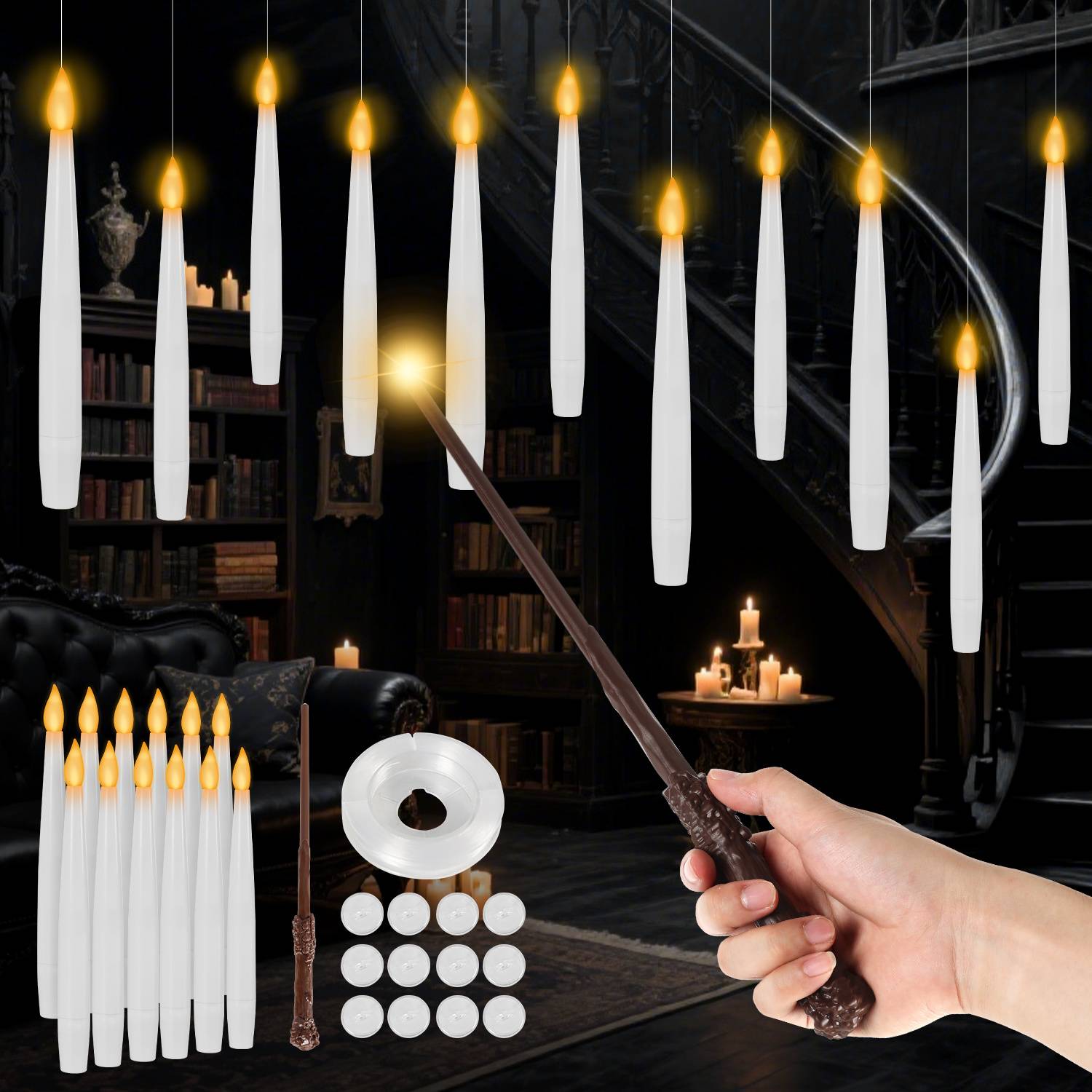 LED Kerzen schwebend 12Stück Zauberstab Fernbedienung,15cm Kerzen