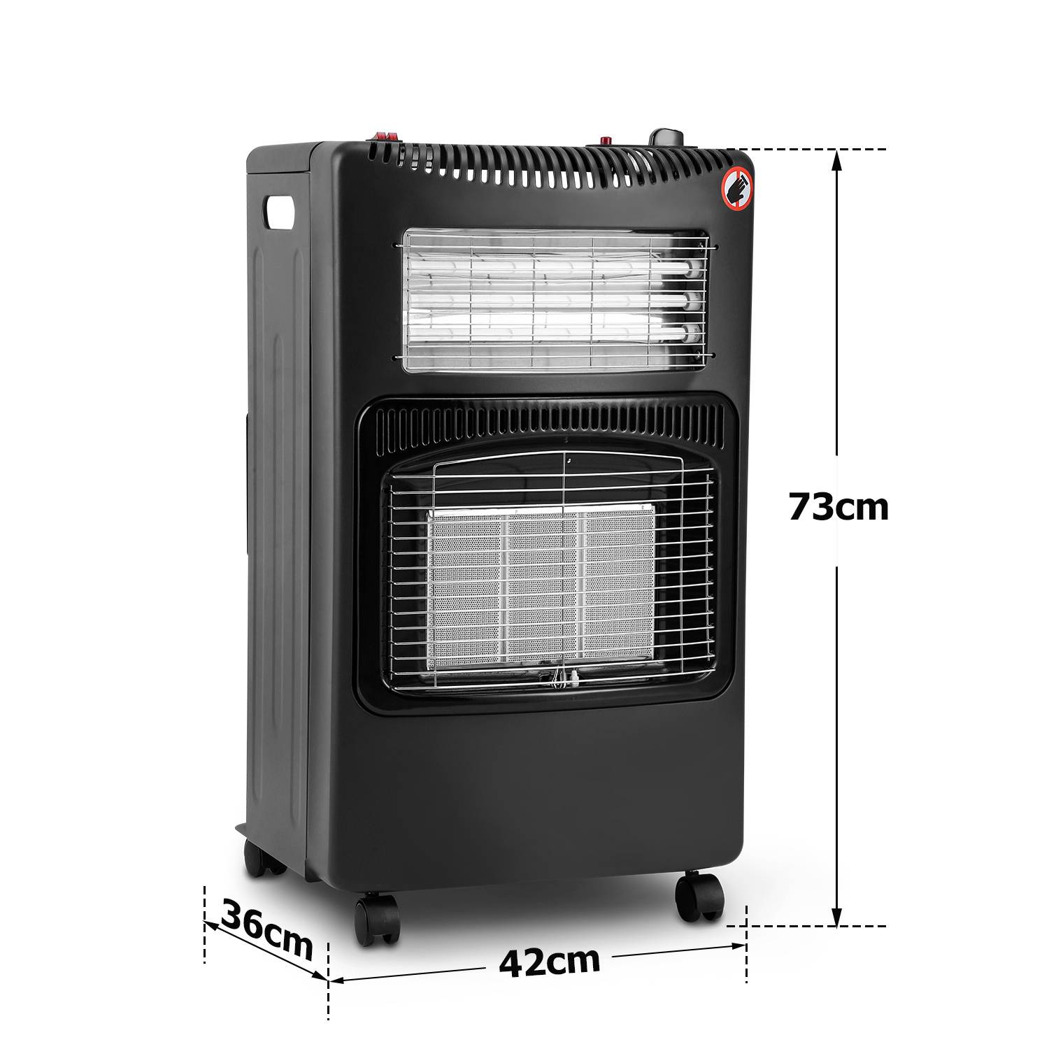 Keramik Gasheizung - Schwarz - 4200 Watt mit 3 Heizstufen, Druckregler & Schlauch - Mobil, effizient & energiesparend - Gasheizer Gasheizofen Gas