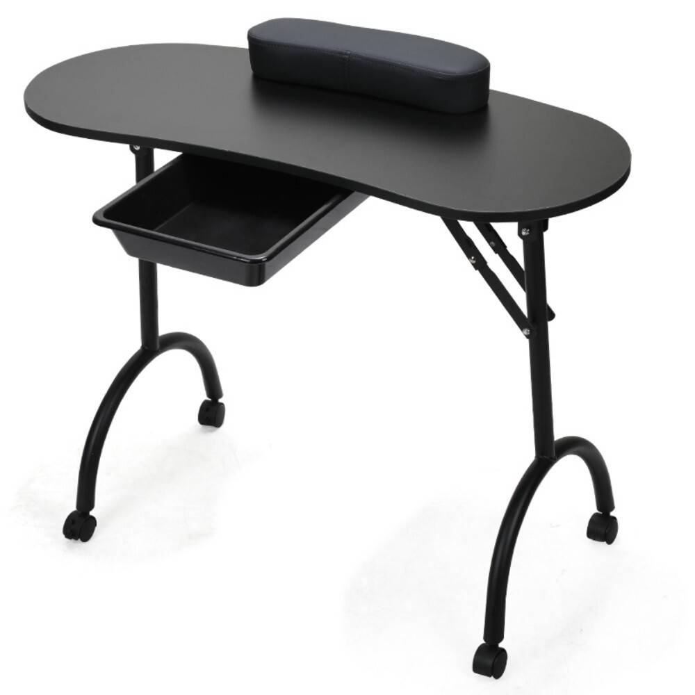 Klappbarer Maniküretisch 90 x 37 x 70 cm mit Tragetasche Nageltisch Maniküre-Tisch für Nagelrekonstruktion mit Rollen Schwarz