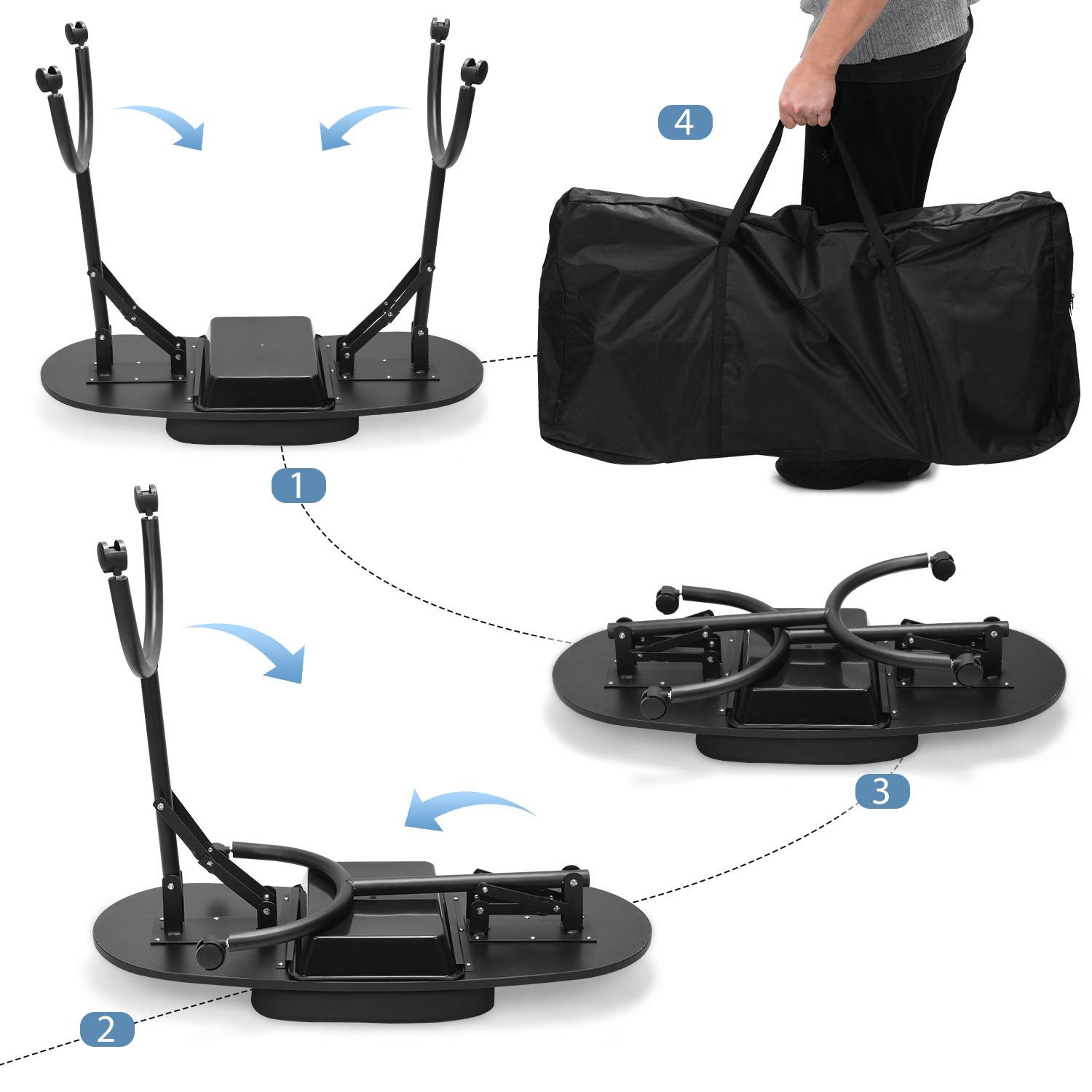 Klappbarer Maniküretisch 90 x 37 x 70 cm mit Tragetasche Nageltisch Maniküre-Tisch für Nagelrekonstruktion mit Rollen Schwarz