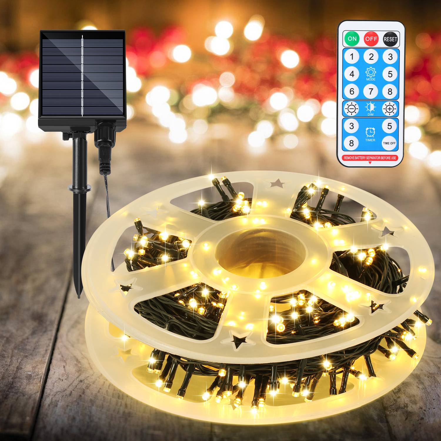 LED Solar Lichterkette 30M 300LEDs Wasserdicht und mit 8 Modi für Außen Innen Garten Party & Weihnachtsdeko Outdoor Beleuchtung Deko, Warmweiß