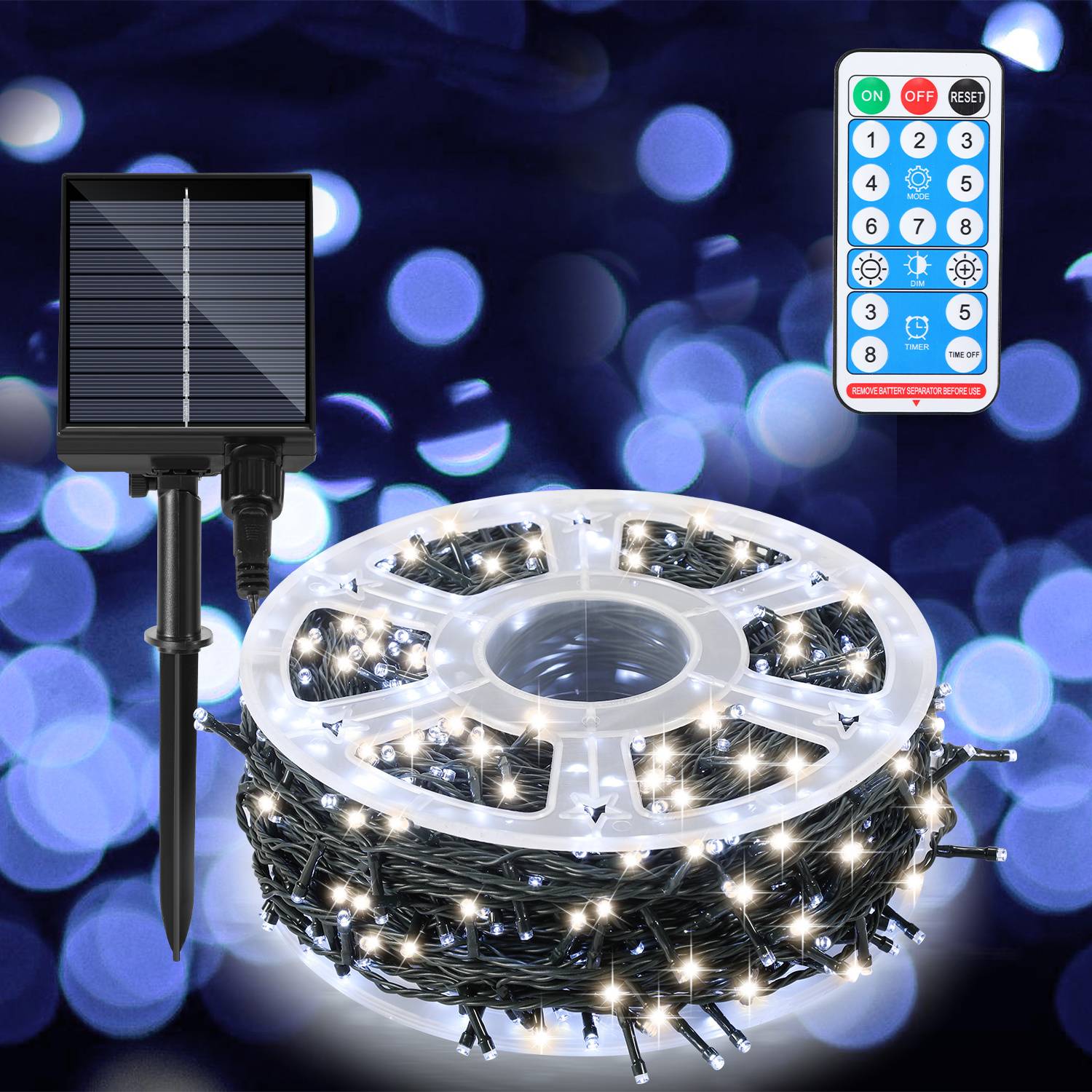 LED Solar Lichterkette 30M 300LEDs Wasserdicht und mit 8 Modi für Außen Innen Garten Party & Weihnachtsdeko Outdoor Beleuchtung Deko, Kaltweiß