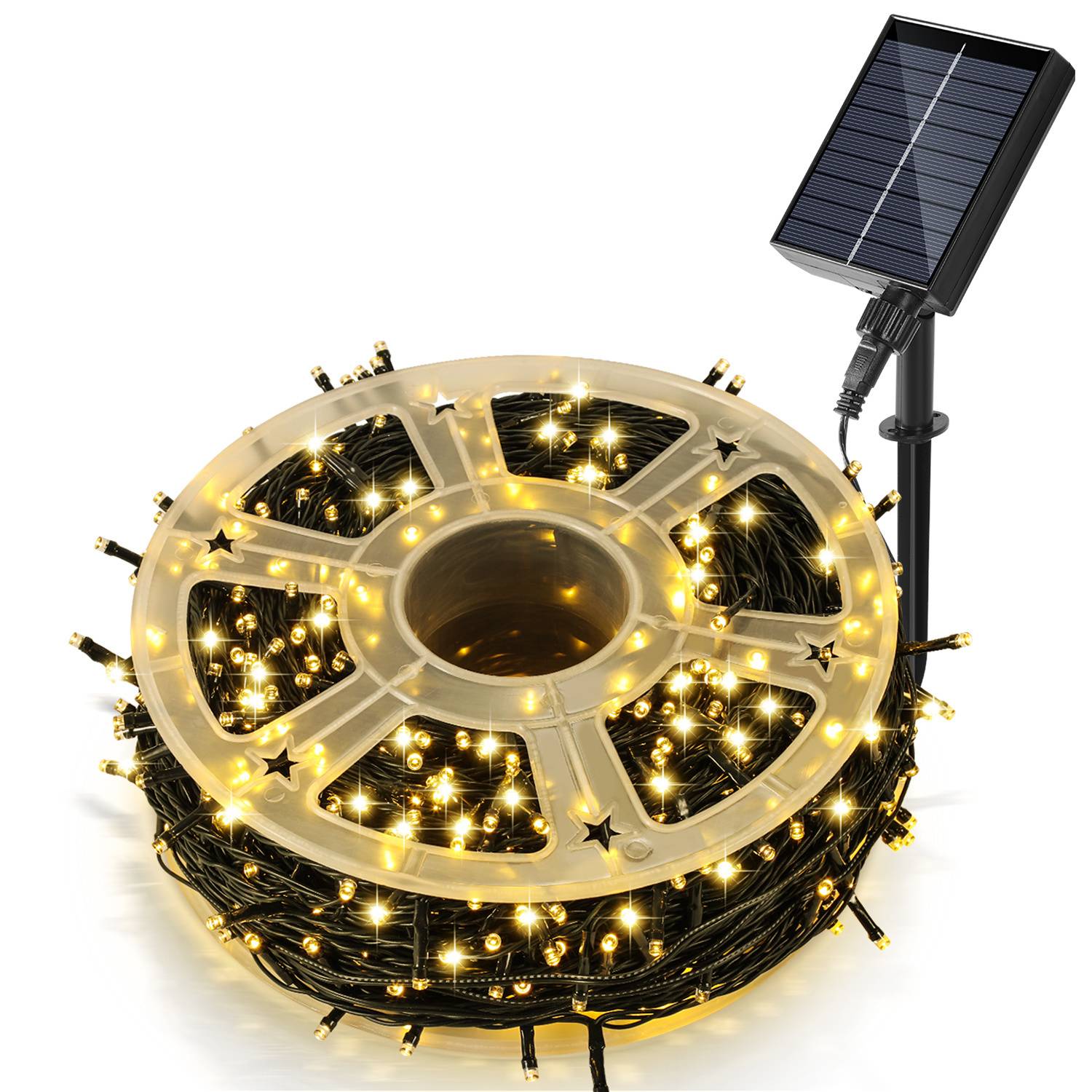 LED Solar Lichterkette 100M 1000LEDs Wasserdicht und mit 8 Modi für Außen Innen Garten Party & Weihnachtsdeko Outdoor Beleuchtung Deko, Warmweiß