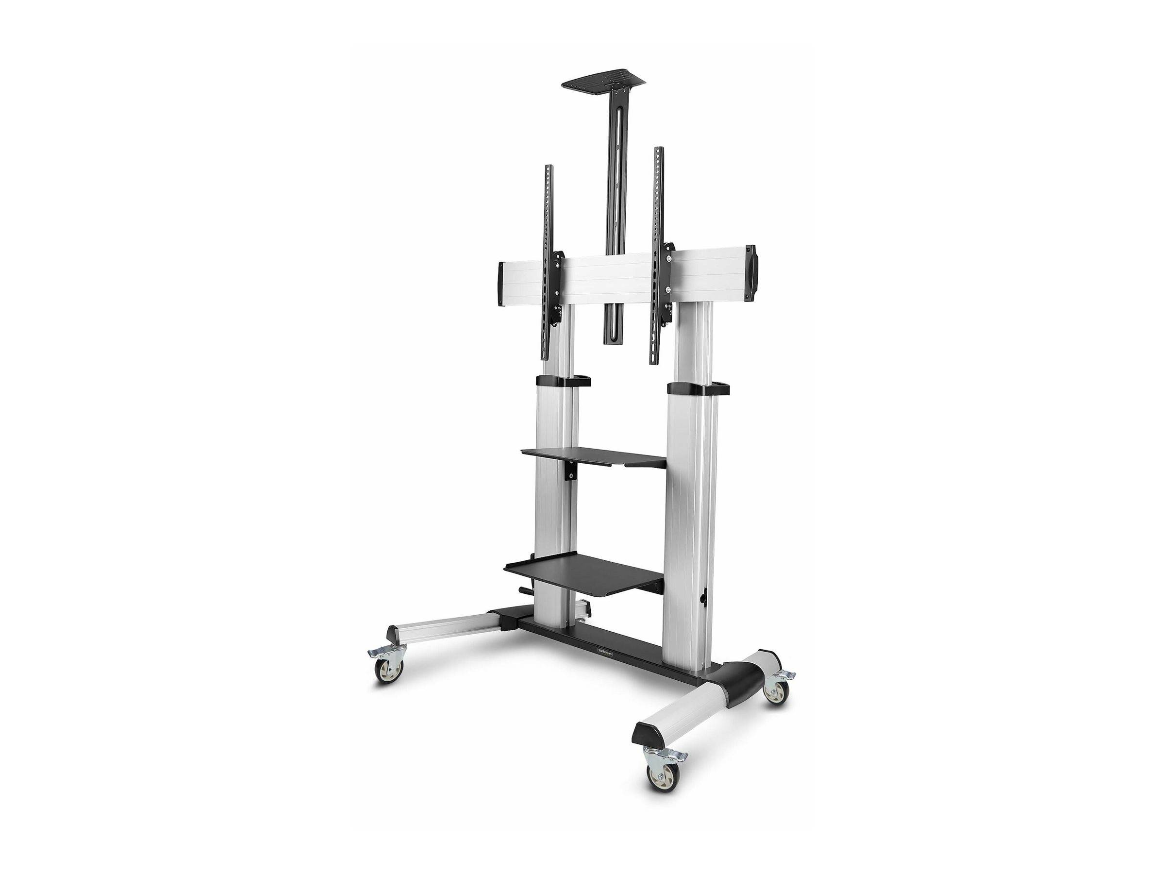 StarTech.com Rolling TV Cart/Stand On Wheels, Up to 100inch/220lb Screens - Wagen - für Flachbildschirm - Kunststoff, Aluminium, Stahl - Schwarz