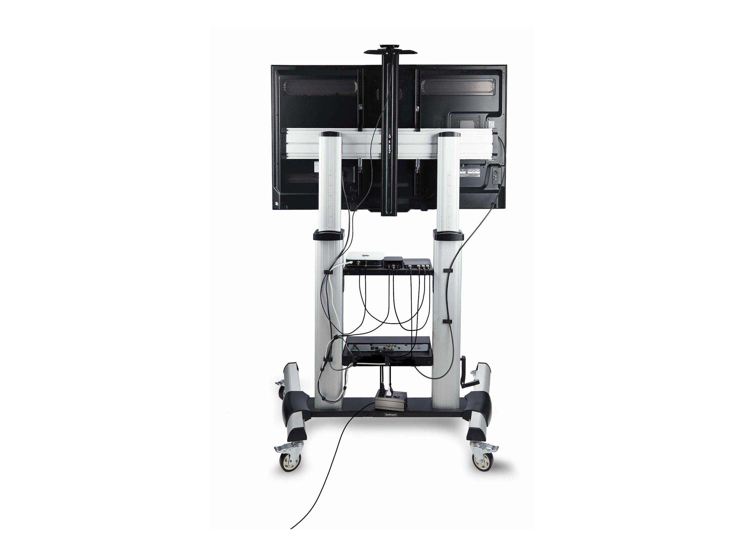 StarTech.com Rolling TV Cart/Stand On Wheels, Up to 100inch/220lb Screens - Wagen - für Flachbildschirm - Kunststoff, Aluminium, Stahl - Schwarz