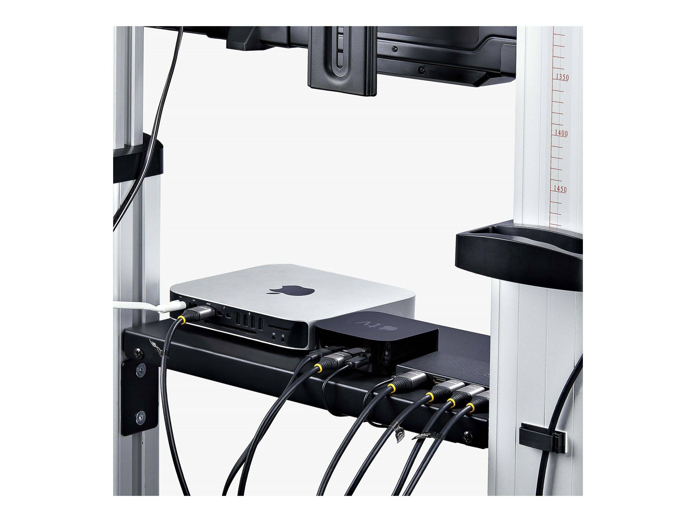 StarTech.com Rolling TV Cart/Stand On Wheels, Up to 100inch/220lb Screens - Wagen - für Flachbildschirm - Kunststoff, Aluminium, Stahl - Schwarz