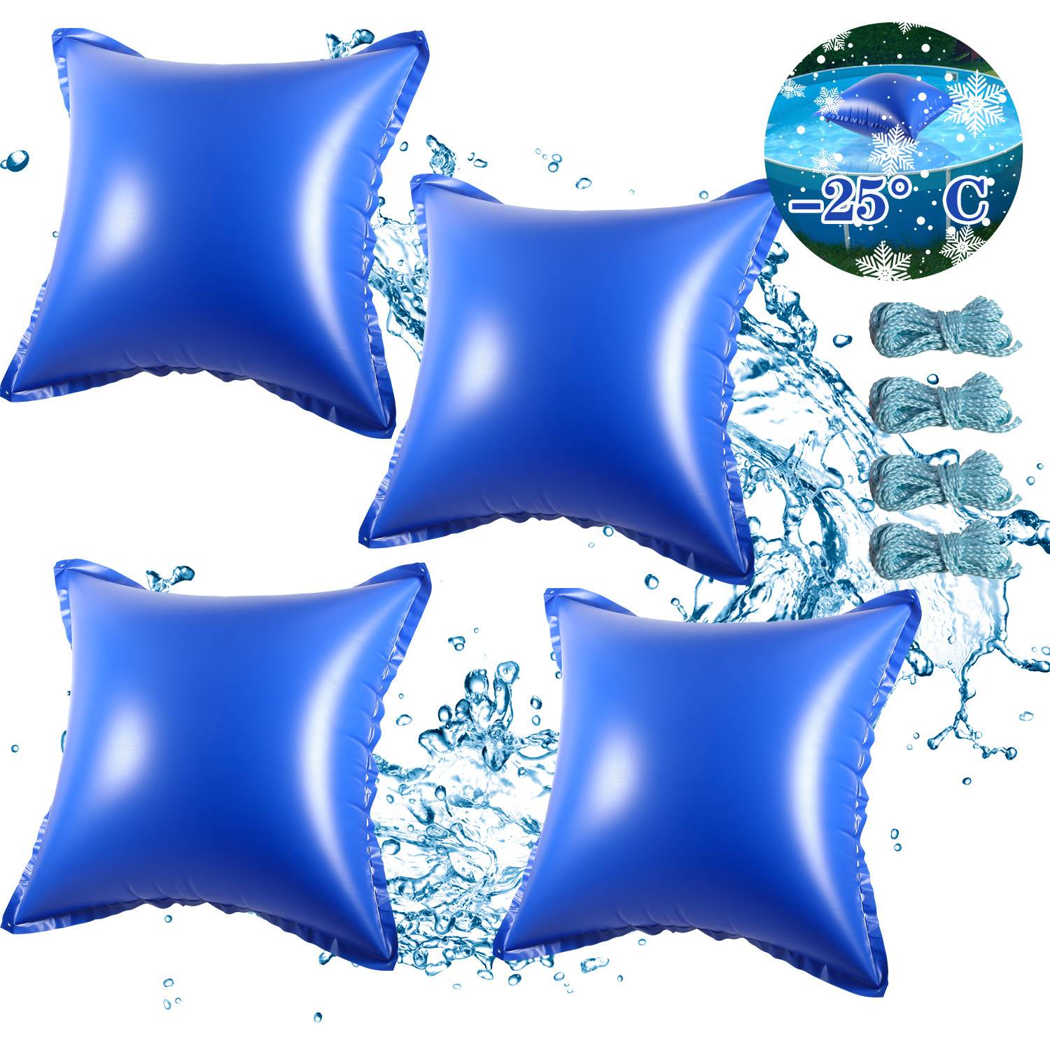 Poolkissen Luftkissen 120x120cm Winterkissen Poolpolster Pool Abdeckung quadratisch für Schwimmbad geeignet als Winterabdeckung 4 Stück